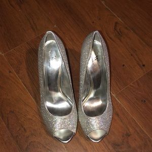 Silver sparkling heels